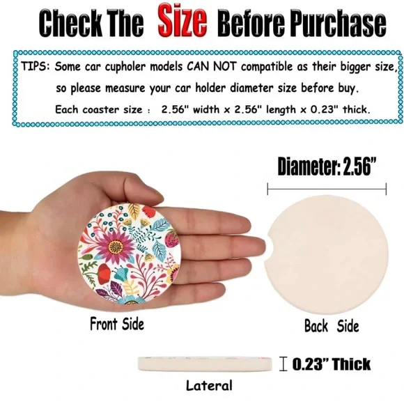 🆕 Girls Rule Absorbent Car Coasters 2 Pack, Auto Coasters for Cup Holders 🆕 - Picture 4 of 7